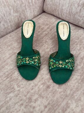 Chinese Laundry Emerald Green Beaded Slide Mules size 9